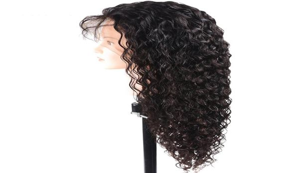 

360 lace frontal wig pre plucked with baby hair brazilian water wave curly 360 lace front human hair wigs for black women1446149, Black;brown