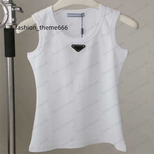 

designer women's knitted t-shirt sleeveless women's summer tank camis t-shirt vest short shirt women's slim vest ice silk top, White