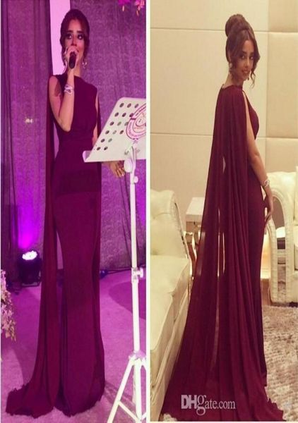 

2020 new vintage new sheath red carpet celebrity dresses with long chiffon cape wrap arabic pakistani prom evening gowns custom ma3065445, Black;red