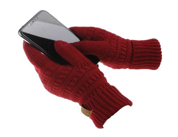 

keep hands warm to use phone cc touch screen gloves 8 colors winter knitted warm full finger mittens party supplies9628242, White