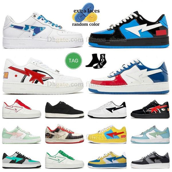 

new fashion sk8 casual shoes shark white abc camo white blue france camo combo black pastel pink patent leather green sta mens women sneaker