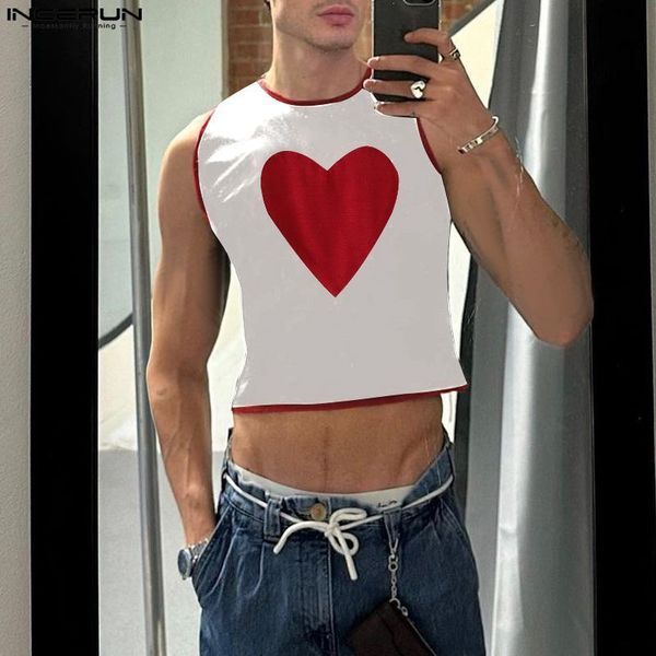 

men' tank men patchwork oneck sleeveless streetwear fitness casual crop 2023 fashion vests s5xl incerun 7 230630, White;black
