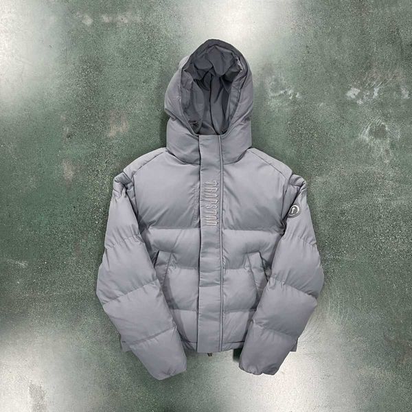 

men's trapstar down cotton jacket hooded puffer grey 2022 decoding jacket embroidered uk drill, Black