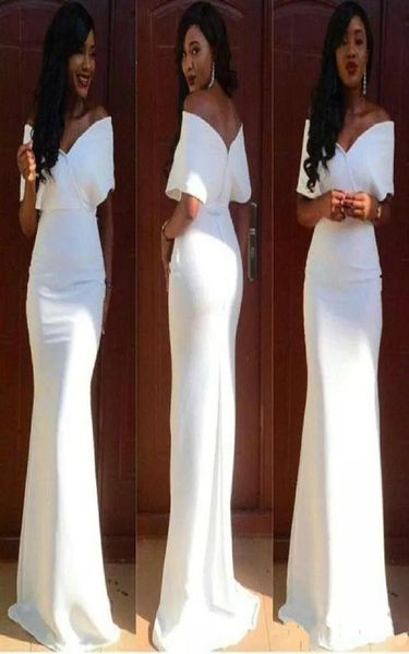 

stylish white bridesmaid dresses long mermaid off shoulder v neck wedding guest dress floor length satin party gowns custom 7048366, Blue;red