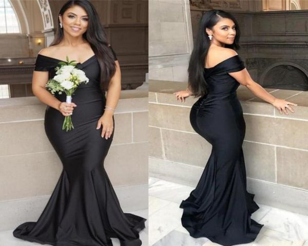 

new black mermaid bridesmaid dresses 2019 off shoulder ruched zipper back long maid of honor prom dress8347301, White;pink