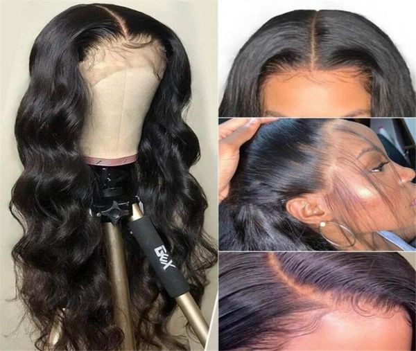 

hd lace frontal wig 13x6 180 brazilian body wave with baby hair transparent front human wigs8821569, Black;brown