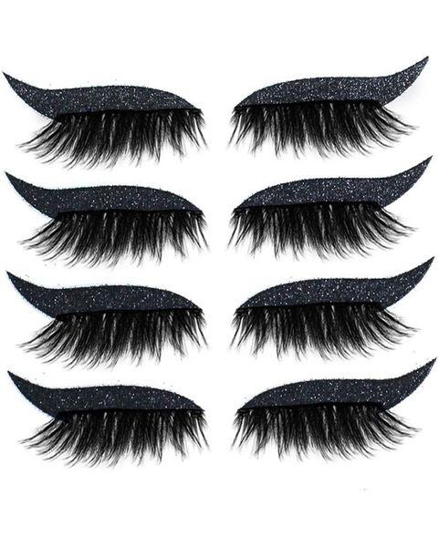 

false eyelashes 8pcs4pairs reusable lashes eyeliner and eyelash stickers waterproof easy to use remove tool2981602