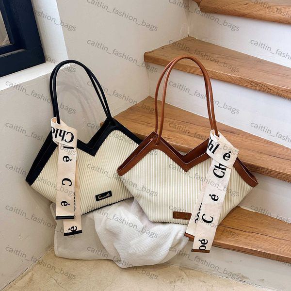 

shoulder bag 2024 fashion alphabet webbing decorative tote bag underarm bag ladies casual large capacity casual canvas bag tote bag caitlin_