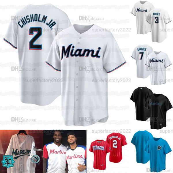 

custom miami jazz chisholm jr. marlins jersey luis arraez jorge soler sandy alcantara jesus sanchez avisail garcia jesus luzardo jon berti g, Blue;black