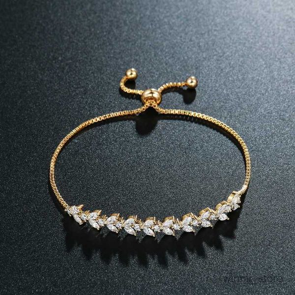 

charm bracelets dainty cubic wedding bridesmaids bracelet adjustable gold silver r230701, Golden;silver