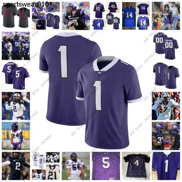 

ncaa custom tcu horned frogsfootball jersey 30 jayhvion gipson 70 kris dike 79 steve avila 15 josh, Black