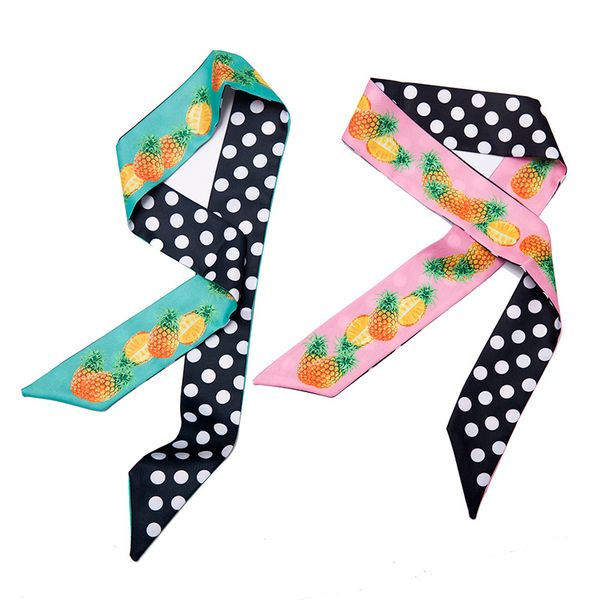 

fashion blogger designer jewelry pineapple polka dot slender scarf versatile women's small ribbon hair belt belt bandanas durag wholesa, Blue;gray
