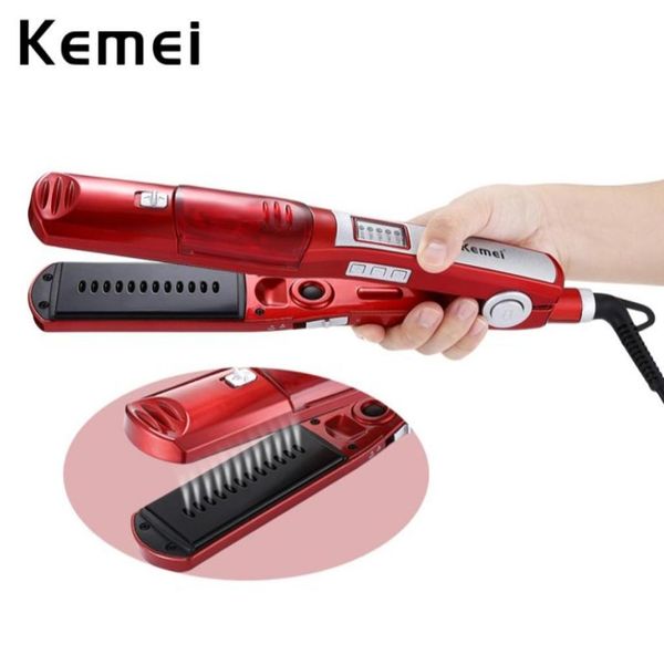 

steam hair straightener comb brush flat iron ceramic hair iron electric straightening styling tool fast warmup thermal5502822, Black