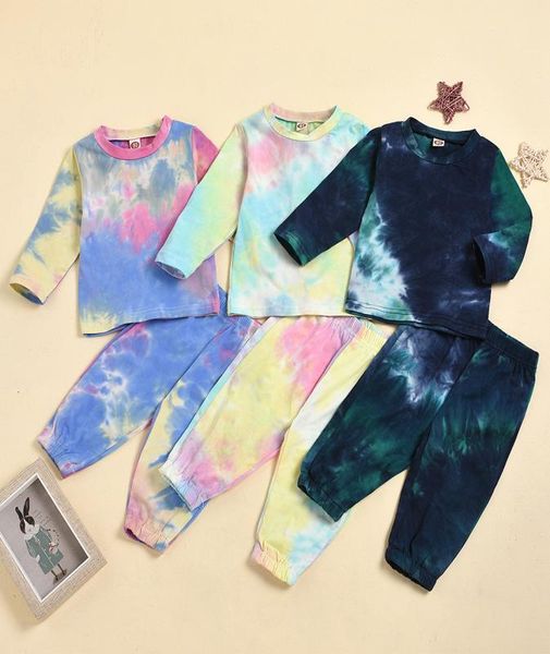 

kids clothes girls boys tie dye outfits children pants 2pcssets spring autumn fashion baby clothing sets z18062235678, White