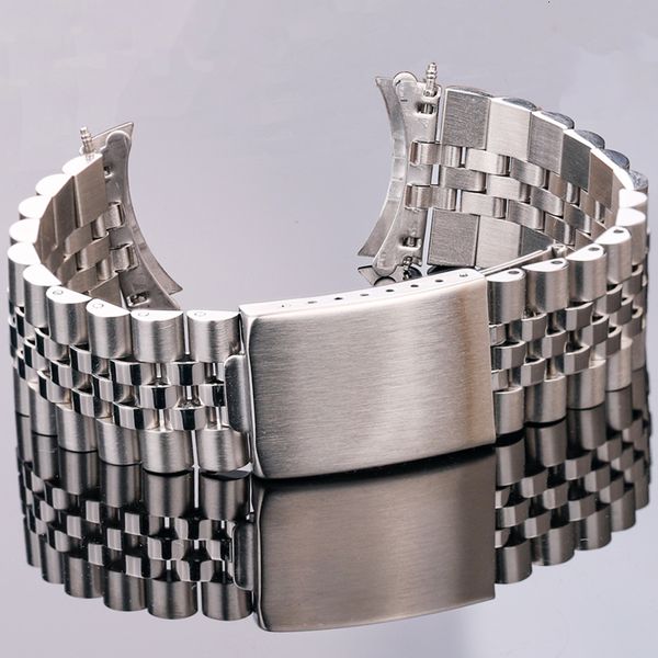 

watch bands stainless steel watch band bracelet women men 18mm 20mm 22mm curved end watchband silver solid metal strap accessories 230630, Black;brown