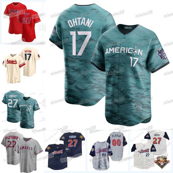 

17 shohei ohtani 2023 all star angels jersey mike trout mickey moniak los angeles taylor ward brett phillips chase silseth david fletcher an, Blue;black