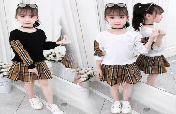 

2020 girls sweatshirts short skirt autumn spring children long sleeve sweatshirt skirt suit girl kids designer clothing1185863, White