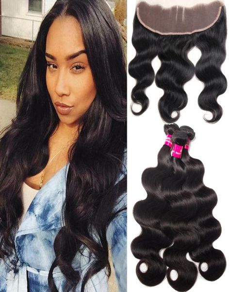 

8a remy unprocessed brazilian virgin hair body wave straight loose wave deep wave curly 3 bundles with 13x4 lace closure human hai7661803, Black;brown