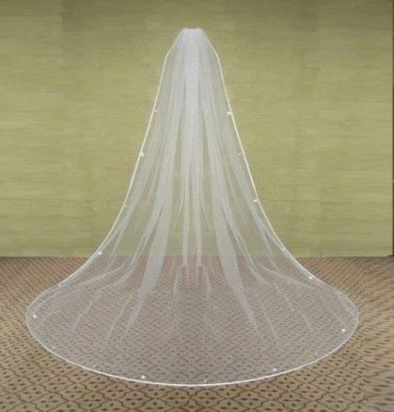 

2019 new style white ivory one layer chepest wedding veils long usa soft tulle crystal 537816, Black