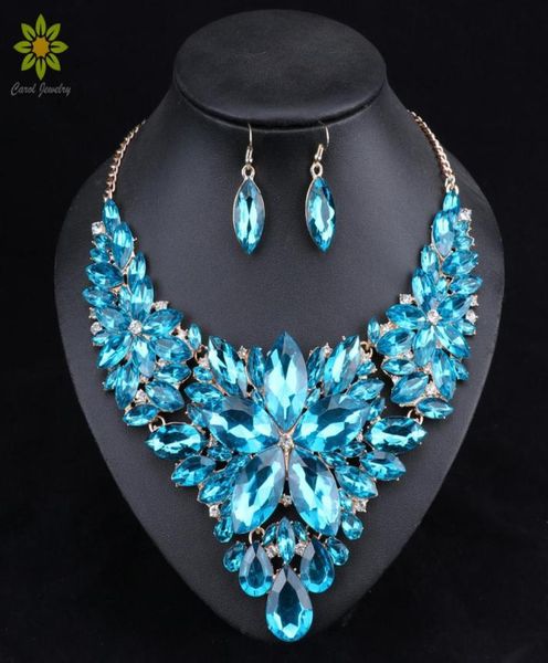 

fashion crystal jewelry sets bridal necklace earrings sets wedding party jewelery dress jewellery decoration accessories 2207186278073, Slivery;golden