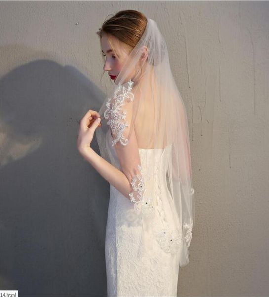 

in stock bling applique beaded short wedding veil bride veil wedding veils with comb3584689, Black