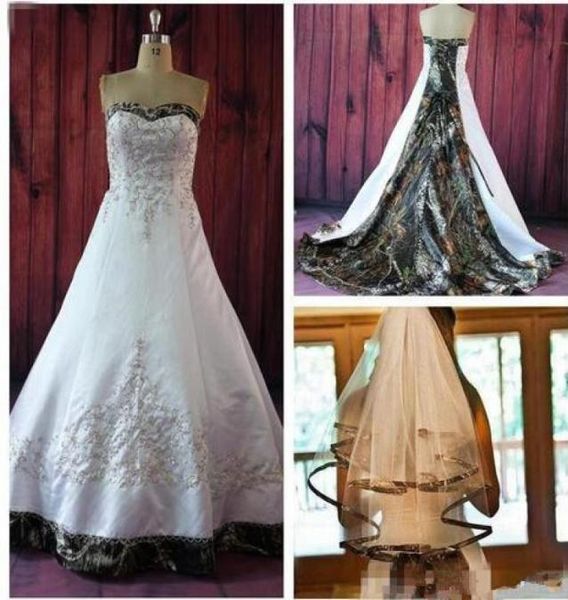 

elegant a line camo wedding gowns with embroidery beaded lace up court train plus size vintage country garden bridal bridal dresse7911011, White
