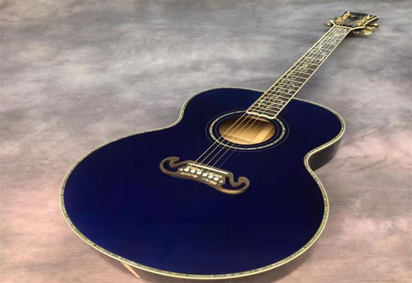

43 inch guitar blue j200 mould solid wood section acoustic abalone inlay2557683