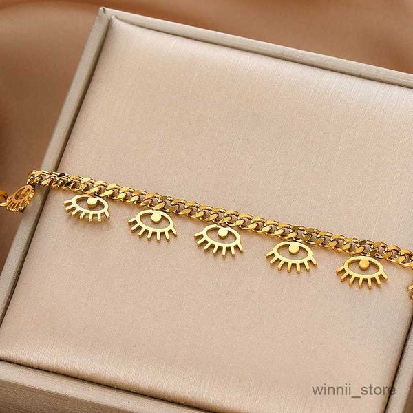 

charm bracelets stainless steel fashion jewelry 18k gold wristband chains bracelet for women r230701, Golden;silver