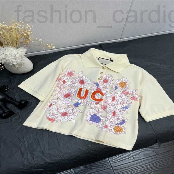 

women's t-shirt designer 2022 women's loose tee lapel neck lovelight cotton t-shirt with print girls short brand milan runway let, White