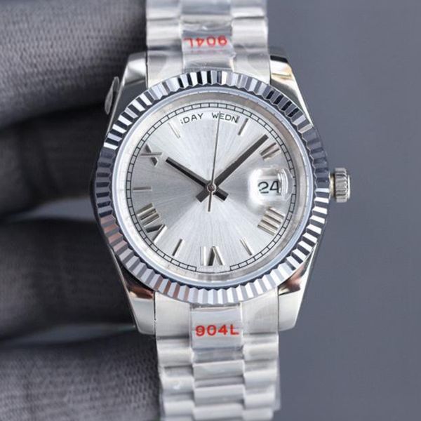 

2023 classic men mens watch 41mm automatic watches platinum movement mechanical sapphire sweeping master rollie stainless steel daydates wat, Slivery;brown