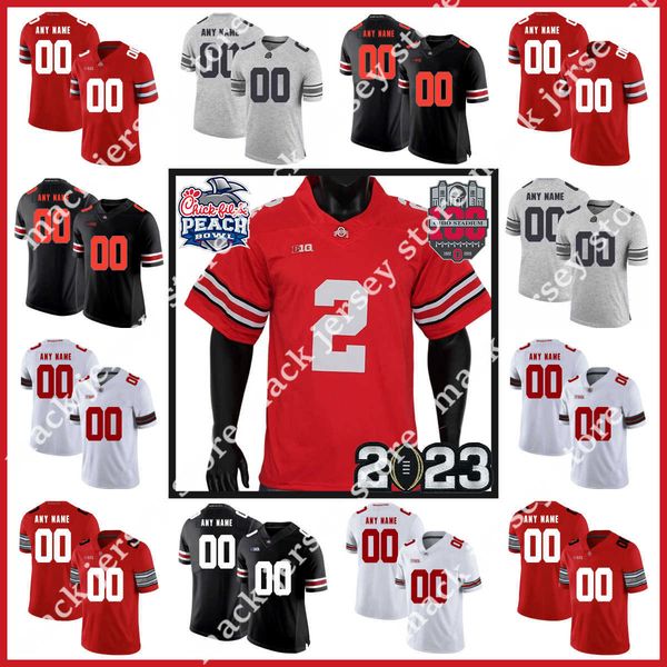 

2023 peach bowl ohio state buckeyes jersey c.j. stroud jaxon smith-njigba miyan williams j.t. tuimoloau treveyon henderson emeka egbuka marv, Black;red