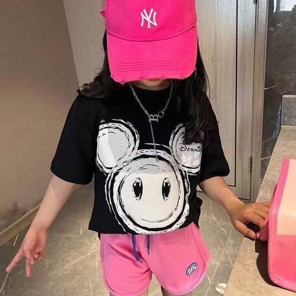 

clothing sets summer streetwear children's cartoon comics print t shirt girls short sleeve cotton oneck tees 230630, White