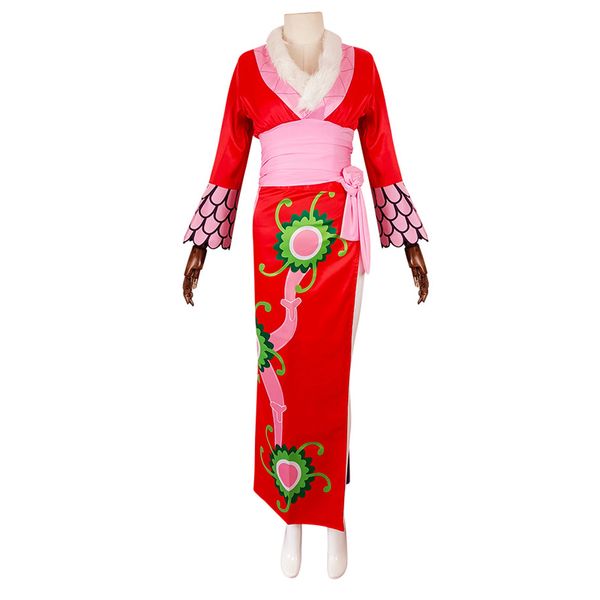 

anime boa hancock costume empire red kimono dress anime clothing halloween costumes, Black;red