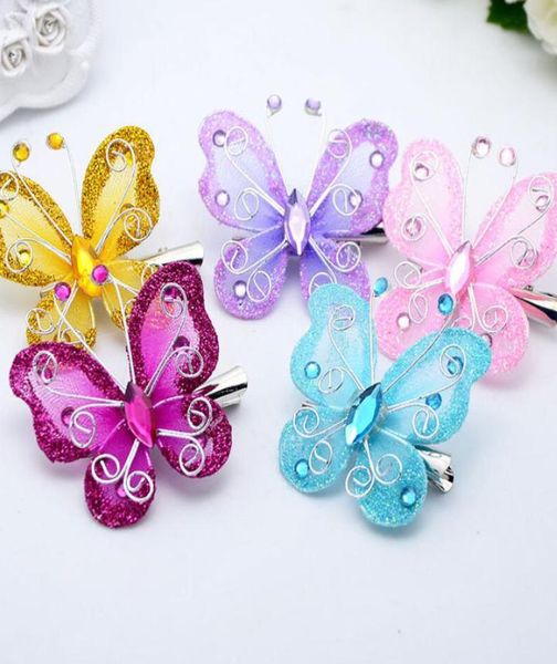 

2021 girls hair accessories cute butterfly hairpin kids barrette flower clip bow hairgrip hairclip for children8460855, Slivery;white