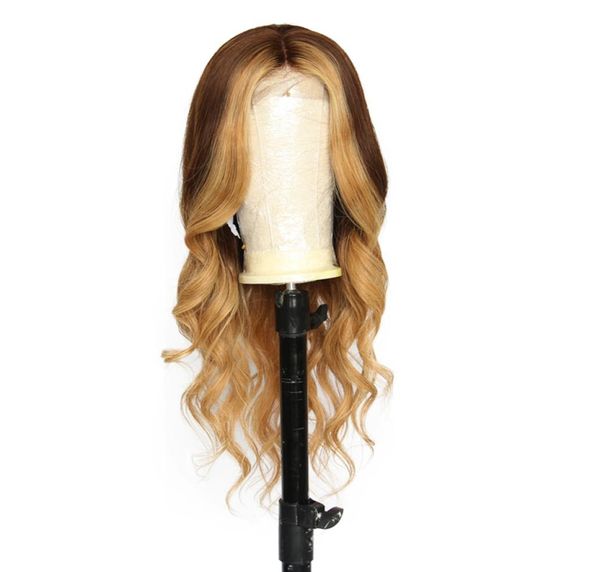 

highlight color human hair lace front wigs ombre color brazilian wavy remy two tone hair full lace wig with baby hair5573735, Black