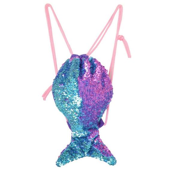 

3colors mermaid tail sequin backpack sequins drawstring bag outdoor sports backpacks glitter shoulder bags travel bag purse wholes1296070