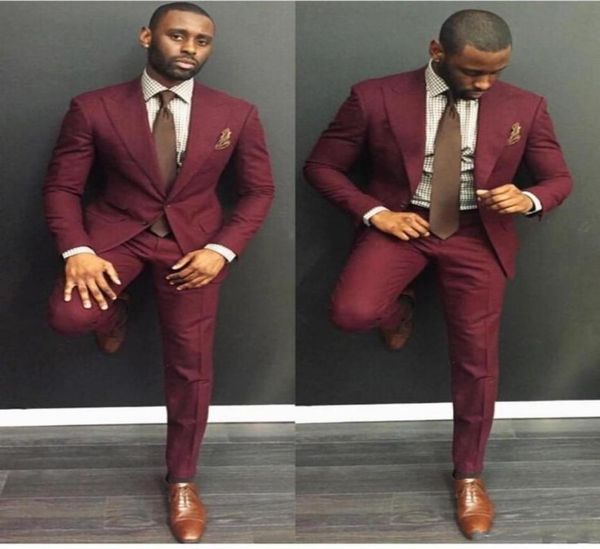 

2018 classy burgundy wedding mens suits slim fit bridegroom tuxedos for men two pieces groomsmen suit formal business jacket3998808, Black;gray