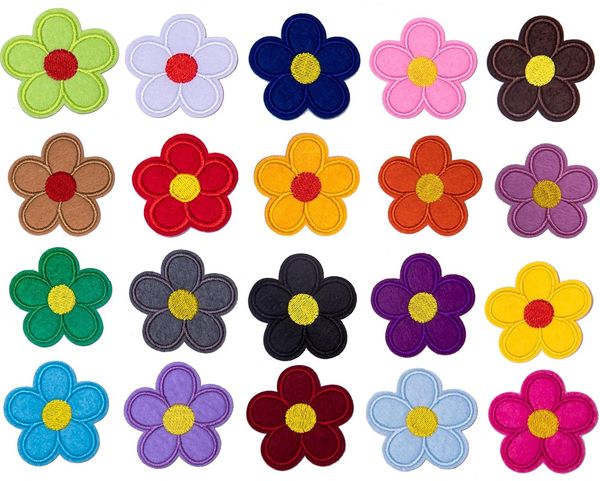 

notions colorful flower iron on patches embroidered patch decorate repair patches appliques for clothing t-shirt hats bags jackets, Black