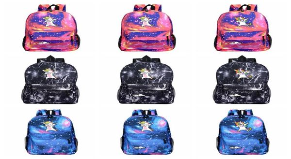 

cartoon unicorn backpack galaxy print shoulders kids children school bag travel camping backpack high capacity 32 styles hha4855476010