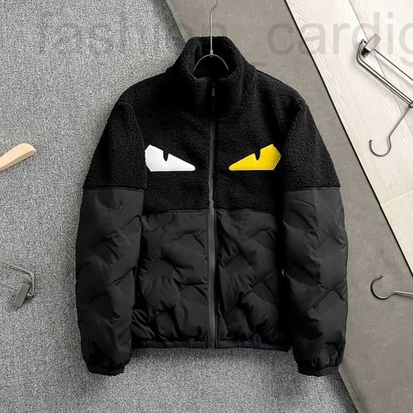 

men's down & parkas designer designer luxury puffer jacket f fashion hooded casual coat 2022 winter brand small monster eyes lamb plush, Black
