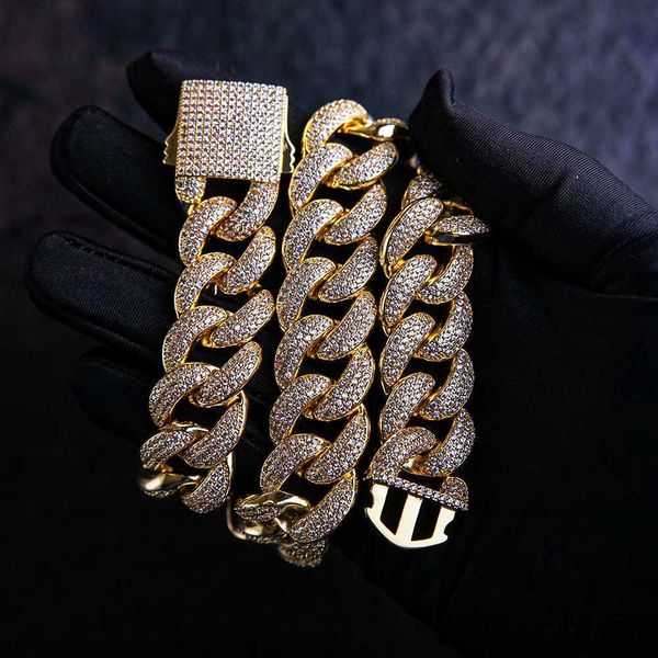 

fine jewelry factory custom hip hop cuban chain 18mm 925 sterling silver moissanite diamond necklace men jewelry