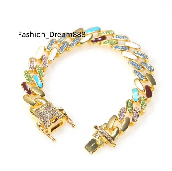 

hip hop jewelry ainc alloy men cuban link chain moissanite 18mm iced out fine jewelry necklaces 18k gold plated, Silver