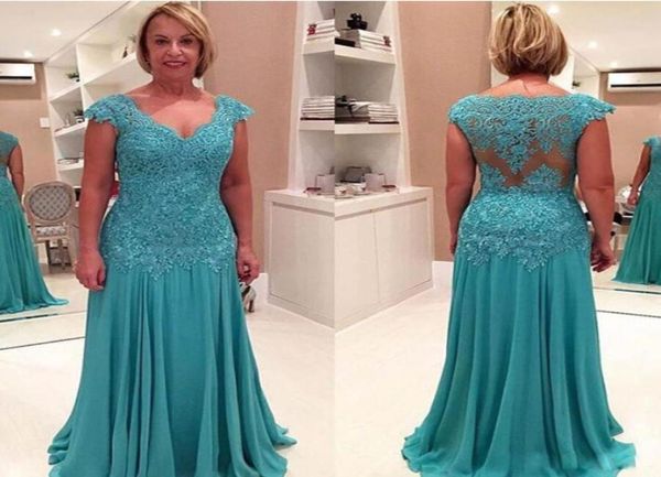 

hunter green chiffon mother of the bride dresses v neck cap sleeve sheer back moms gowns appliques floor length plus size evening 4036947, Black;red