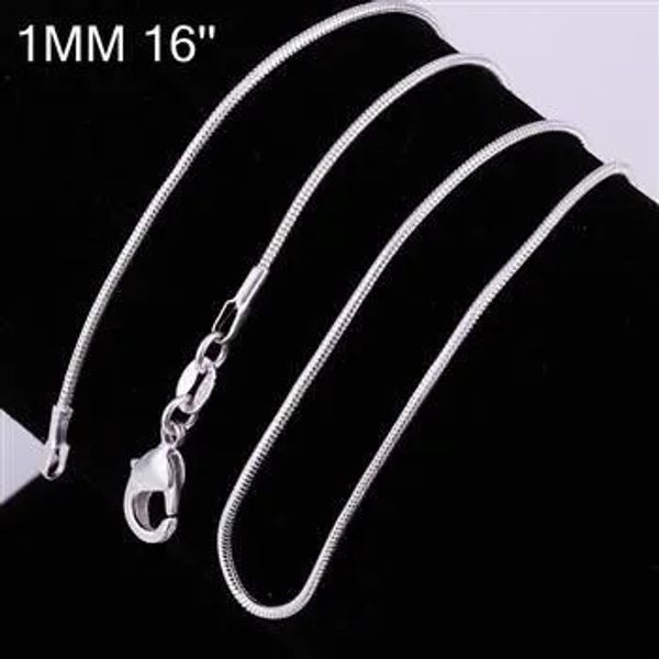 

big promotions 100 pcs 925 sterling silver smooth snake chain necklace lobster clasps chain jewelry size 1mm