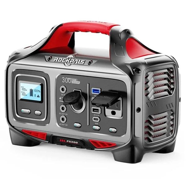 

rockpals rockpower 300w portable power station, 280wh solar generator, 110v pure sine wave, built-in mppt solar controller