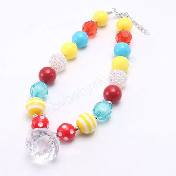 

colorful beads chunky necklace for child/kids/girls handmade chunky bubblegum necklace charm design jewelry gifts, Red;brown