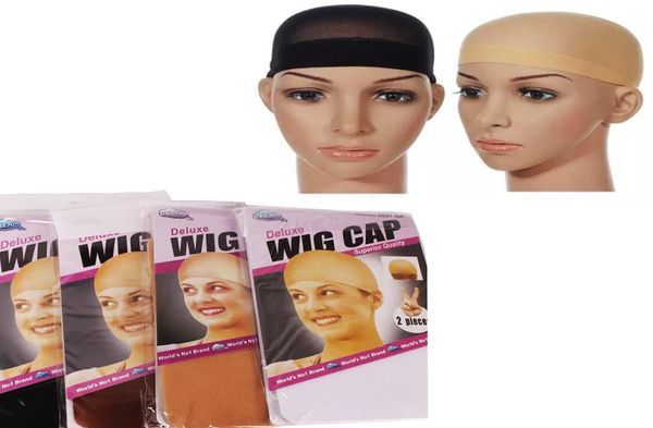 

100pcs sock type nylon mesh bald wig hair cap stocking liner snood mesh stretch nude beige black brown net cap dhl9207587