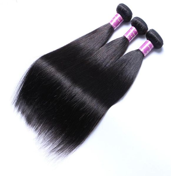 

straight 3 bundles natural 1b color brazilian virgin human hair weaves full head indian peruvian malaysian hair extensions1919777, Black