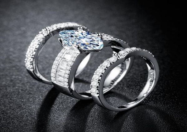 

2021 luxury marquise 925 sterling silver wedding ring set africa bridal for women lady anniversary gift jewelry whole r53882556746
