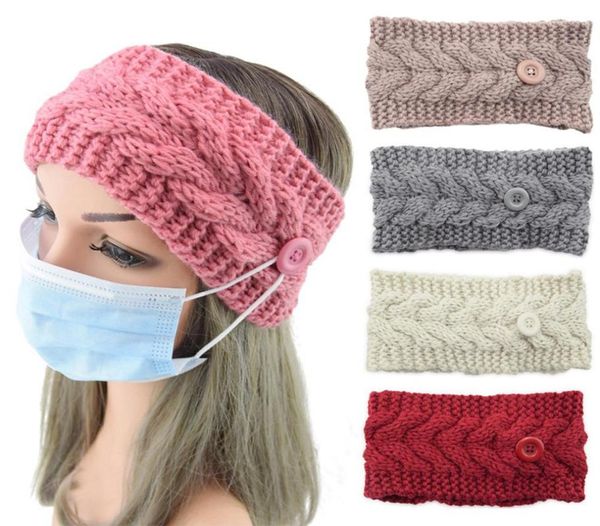 

face mask headband with button winter warm knit hairband ear protective women gym sports yoga hair accessories dda5635435939, Slivery;white